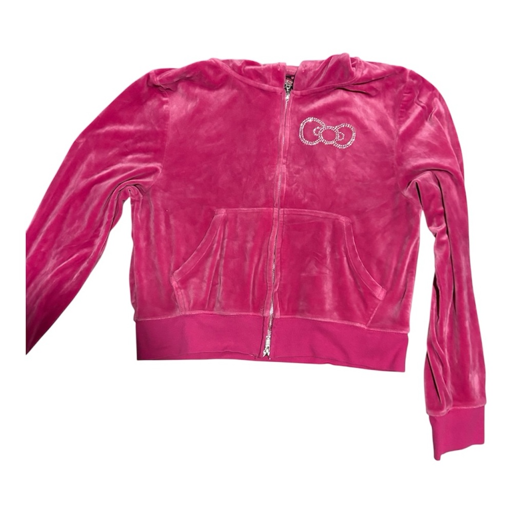 Hello Kitty Pink Velour Cropped Jacket with Sporty Style